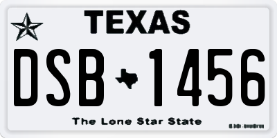 TX license plate DSB1456