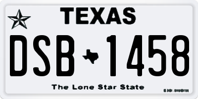 TX license plate DSB1458