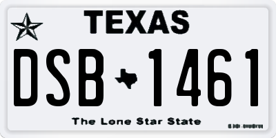 TX license plate DSB1461