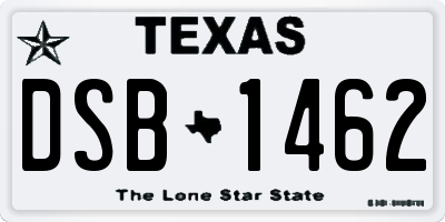 TX license plate DSB1462