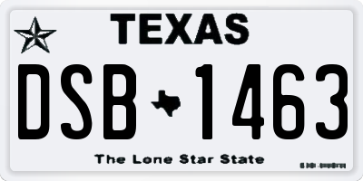 TX license plate DSB1463