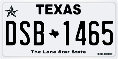 TX license plate DSB1465