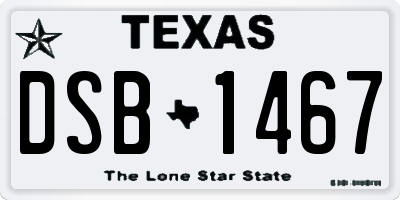 TX license plate DSB1467