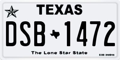 TX license plate DSB1472