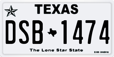 TX license plate DSB1474