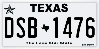 TX license plate DSB1476