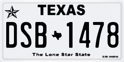 TX license plate DSB1478