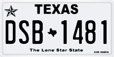 TX license plate DSB1481
