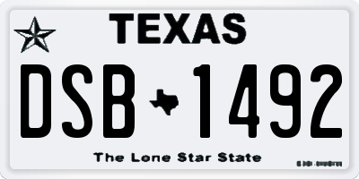 TX license plate DSB1492