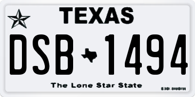 TX license plate DSB1494