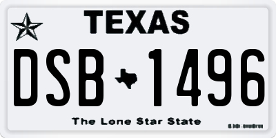TX license plate DSB1496