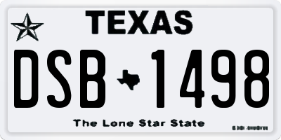 TX license plate DSB1498