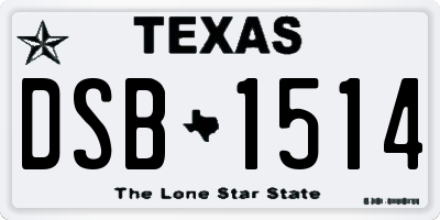 TX license plate DSB1514