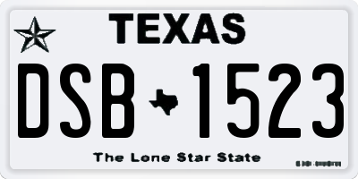 TX license plate DSB1523