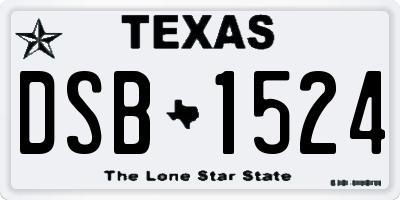TX license plate DSB1524