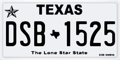 TX license plate DSB1525