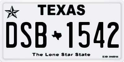 TX license plate DSB1542