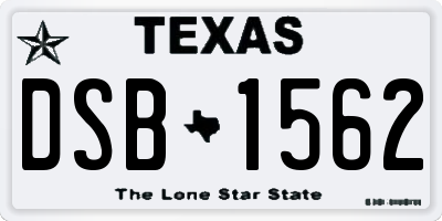 TX license plate DSB1562