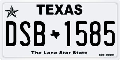TX license plate DSB1585