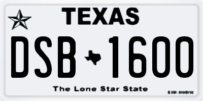 TX license plate DSB1600