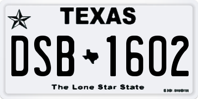 TX license plate DSB1602