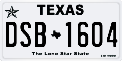 TX license plate DSB1604