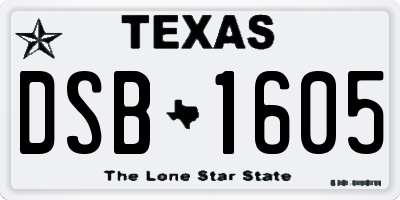 TX license plate DSB1605