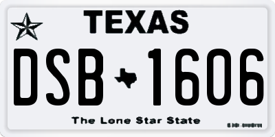 TX license plate DSB1606