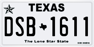 TX license plate DSB1611
