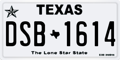 TX license plate DSB1614
