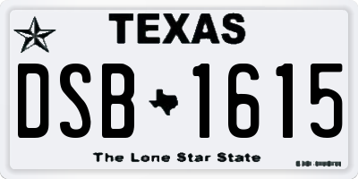 TX license plate DSB1615