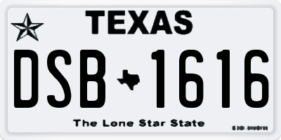 TX license plate DSB1616