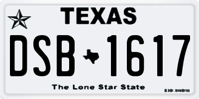 TX license plate DSB1617
