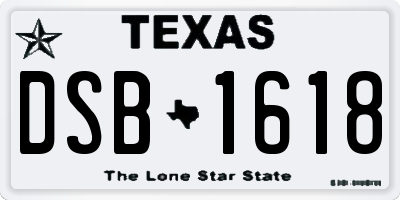 TX license plate DSB1618