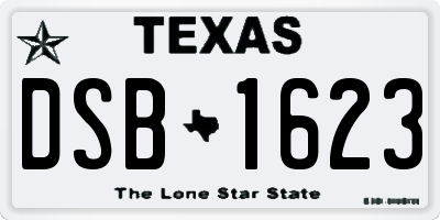 TX license plate DSB1623