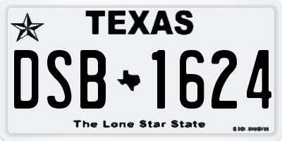 TX license plate DSB1624