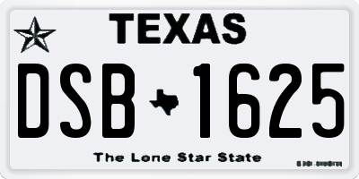 TX license plate DSB1625