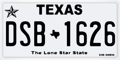 TX license plate DSB1626