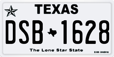 TX license plate DSB1628