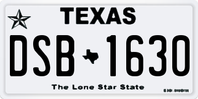 TX license plate DSB1630