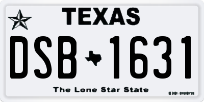 TX license plate DSB1631