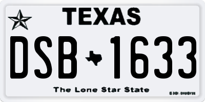 TX license plate DSB1633