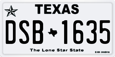TX license plate DSB1635