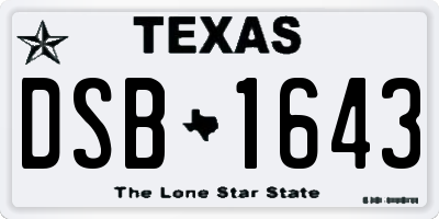 TX license plate DSB1643