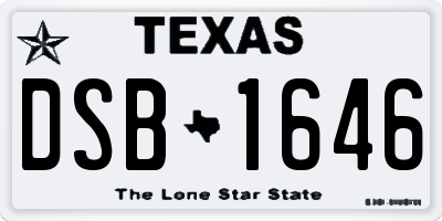 TX license plate DSB1646