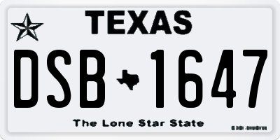 TX license plate DSB1647