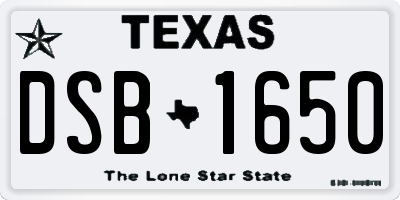 TX license plate DSB1650
