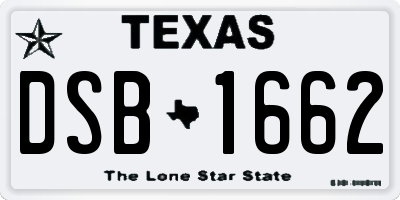 TX license plate DSB1662