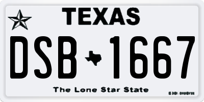 TX license plate DSB1667