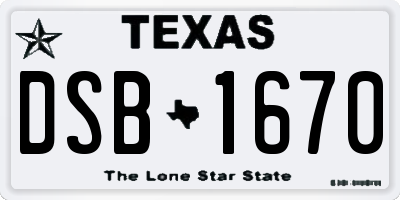TX license plate DSB1670